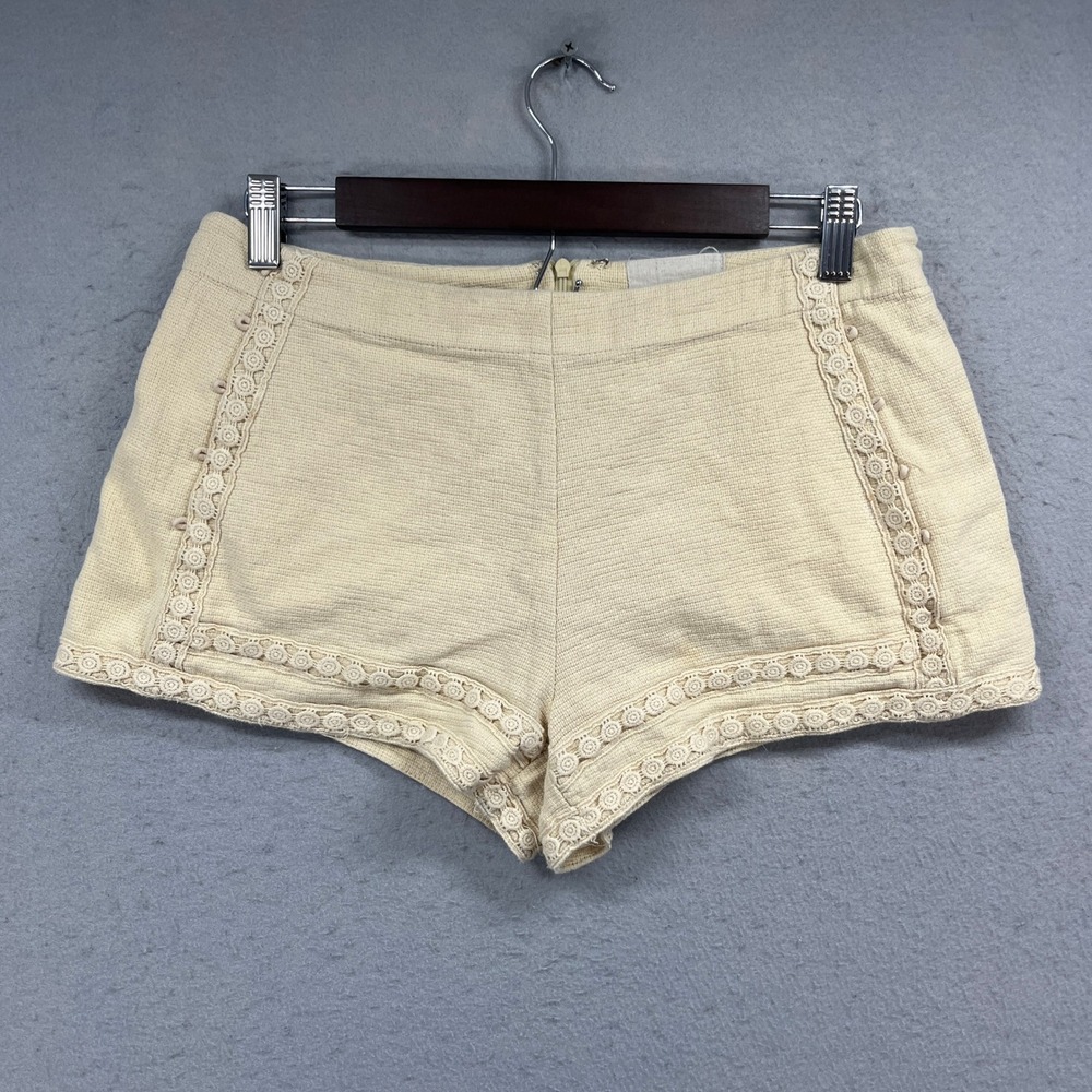Moon River Shorts Womens Large Cream Crochet Trim Woven Festival Boho Beachy